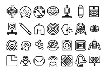 Aufkleber - Technology icon set in thin line style.