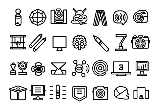 Technology icon set in thin line style.