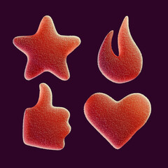 Aufkleber - 3d rendered set of icons made of sweet candies covered with sugar