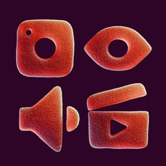 Aufkleber - 3d rendered set of icons made of sweet candies covered with sugar