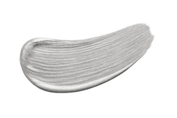 Poster - Silver paint brush stroke forming an abstract shape, isolated on transparent background, suitable for creative projects