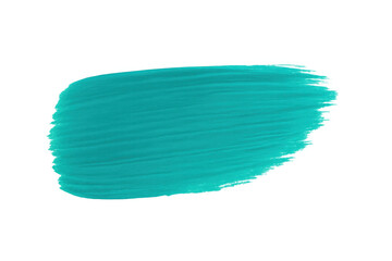 Poster - Turquoise paint brushstroke creating vivid, dynamic texture on transparent background, highlighting artistic graphic design potential