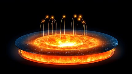 Poster - A cross-section view of a celestial body with an intense core.