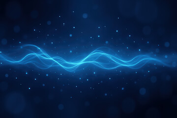 Poster - This visualization captures the concept and energy through softly glowing light waves symbolizing dynamic digital communication and innovation in business environments