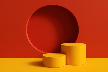 Poster - This minimalistic composition uses geometric podiums and a concave backdrop to symbolize progress and achievement in business contexts