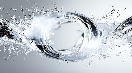 Poster - Dynamic Splash of Clear Water Creating Beautiful Circular Motion Against a Soft Gradient Background
