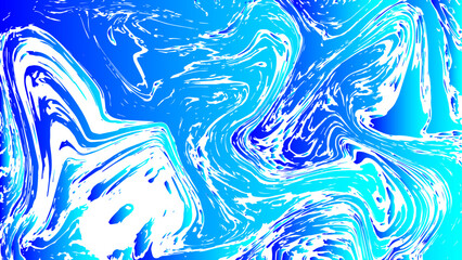 Poster - Abstract vivid background with dynamic fluid swirls and marble-like textures in various shades of blue and cyan. Irregular, flowing patterns that mimic water currents or ink. Deep royal blue to bright