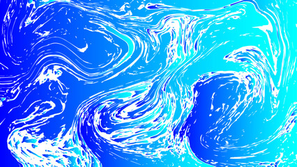 Poster - Abstract vivid background with dynamic fluid swirls and marble-like textures in various shades of blue and cyan. Irregular, flowing patterns that mimic water currents or ink. Deep royal blue to bright