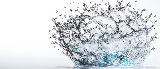 Poster - Splendid Water Splash with Droplets Creating a Dynamic Fountain in a Calm Environment