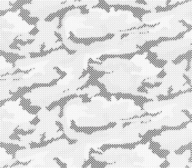 Aufkleber - Abstract halftone seamless camouflage pattern. Repeating digital dotted hexagonal camo military texture background. Abstract modern fabric textile ornament. Vector illustration.