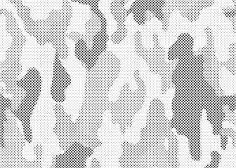 Aufkleber - Abstract halftone seamless camouflage pattern. Repeating digital dotted hexagonal camo military texture background. Abstract modern fabric textile ornament. Vector illustration.