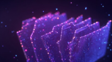 Poster - abstract network grid with files and folders, futuristic software interface, digital document manage
