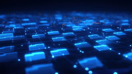 Poster - abstract network grid with files and folders, futuristic software interface, digital document manage