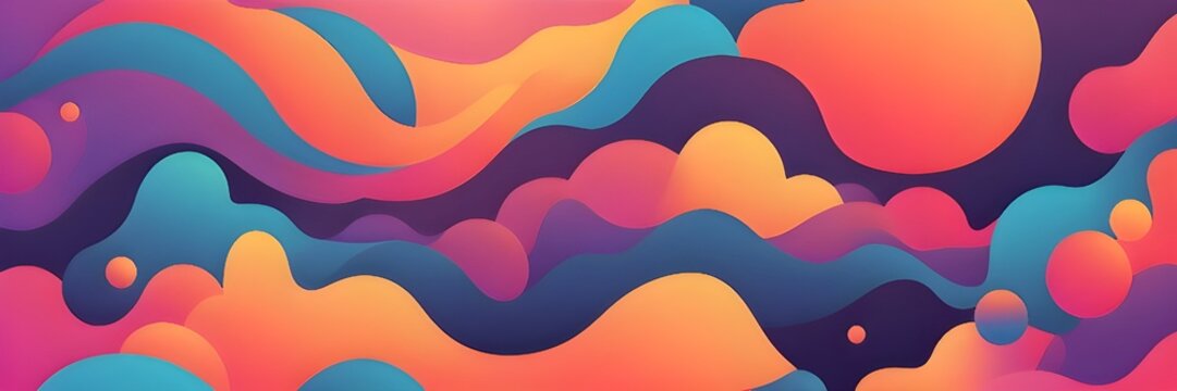 Abstract vibrant gradient background vector. Retro cover template with shapes, 70s colorful and liquid color. Modern wallpaper design perfect for social media, idol poster, photo frame.