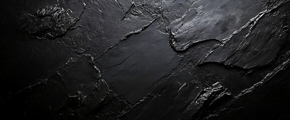 Poster - Black background with a dark gray stone texture for design or decoration on a wall or banner. Black, grunge, rough concrete texture. Abstract black background for wallpaper and backdrop.
