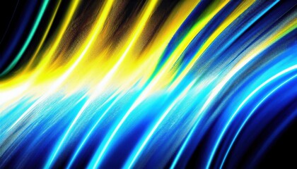 Aufkleber - vibrant diagonal neon light streak background in blue yellow and cyan tones with glowing motion blur effect for web design, branding, poster, or digital art element

