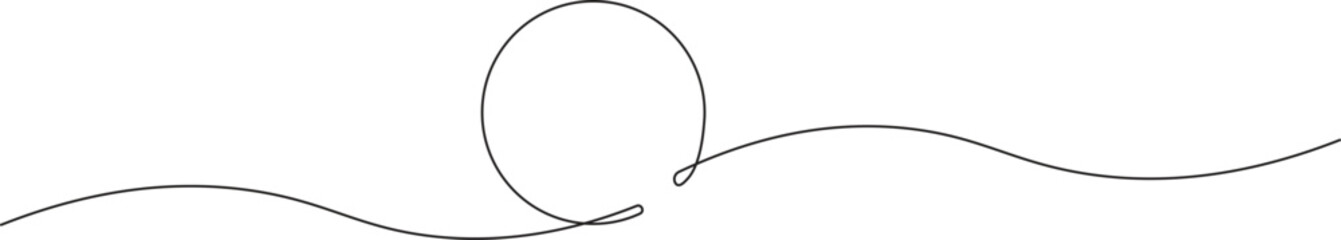 Wall Mural - Round shape in continuous line art style in continuous line drawing style. Minimalist round shape sketch in black linear isolated on white background. Vector illustration