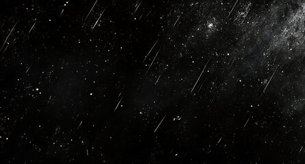 Poster - Black background with scratches and dust, starry sky, shooting stars, texture, grainy, grunge style, high contrast, gritty film stock, dark mood.