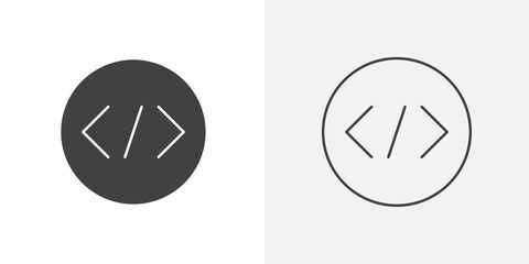coding icon line graphics illustration