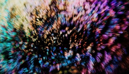 Poster - vivid abstract furburst texture with radiant blue, violet, and gold strokes exploding from a dark center ideal for digital art, branding, poster, or album cover design

