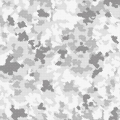 Aufkleber - Abstract halftone seamless camouflage pattern. Repeating digital dotted hexagonal camo military texture background. Abstract modern fabric textile ornament. Vector illustration.	
