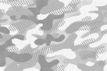 Aufkleber - Abstract halftone seamless camouflage pattern. Repeating digital dotted hexagonal camo military texture background. Abstract modern fabric textile ornament. Vector illustration.	
