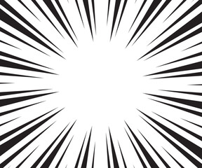 Poster - Manga comic explosion, motion or movement effect, vector background. Manga anime cartoon radial speed lines and abstract pattern for comic book burst, flash ray or explode bang action
