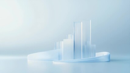 Poster - Abstract Geometric Structure with Staircase Pattern in Soft Blue Light Background