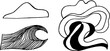 © Artem - Abstract line art illustration of wave crest and abstract forms for creative design