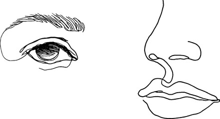 Poster - Minimalist line art collection featuring abstract human face elements for artistic design
