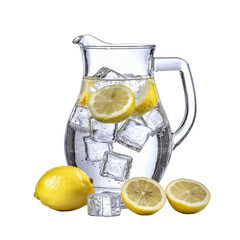 Aufkleber - Refreshing lemonade in glass pitcher with ice and lemon slices