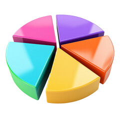 Aufkleber - Colorful pie chart segments in vibrant shades of blue, pink, purple, orange, and yellow, representing data visualization and analysis