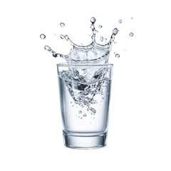 Poster - glass of water with splashes, showcasing freshness and clarity. dynamic movement of water creates energetic and refreshing visual