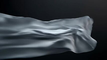 Poster - Elegant Gray Fabric Flowing Smoothly in Gentle Curves Against Dark Background