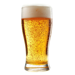 Poster - Refreshing golden beer in clear glass with bubbles and foam