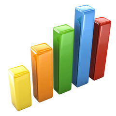 Aufkleber - Colorful bar graph representing data growth and analysis, showcasing vibrant yellow, orange, green, blue, and red bars. This symbolizes progress and performance metrics
