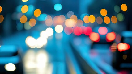 Poster - Blurred city street lights with colorful bokeh creating vibrant night scene and light effects