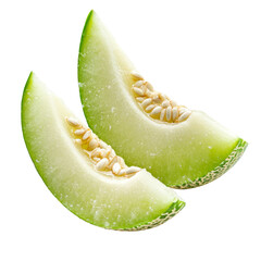 Poster - Fresh green melon slices with seeds, perfect for healthy snacks and desserts. Enjoy refreshing taste and vibrant color in your dishes