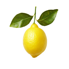 Poster - Fresh lemon with green leaves, vibrant yellow color, perfect for cooking and drinks. This citrus fruit adds flavor and zest to various dishes