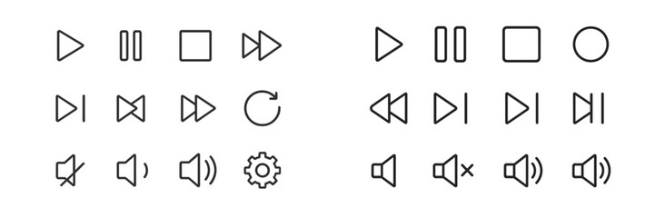 Poster - Various digital multimedia control icons for user interface design in modern applications