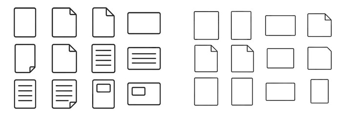 Poster - Drawing of various document types, arranged in two groups, showcasing different shapes and designs for papers and forms