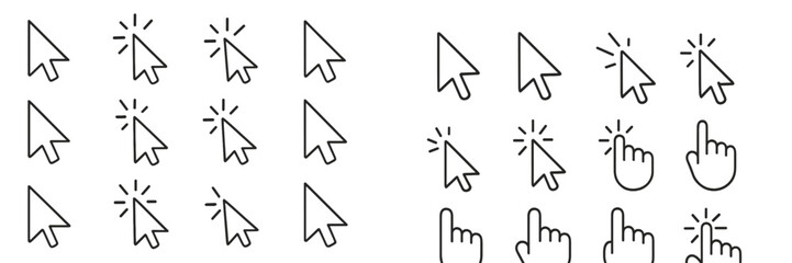 Poster - Collection of cursor icons illustrating various states of interaction on digital interfaces