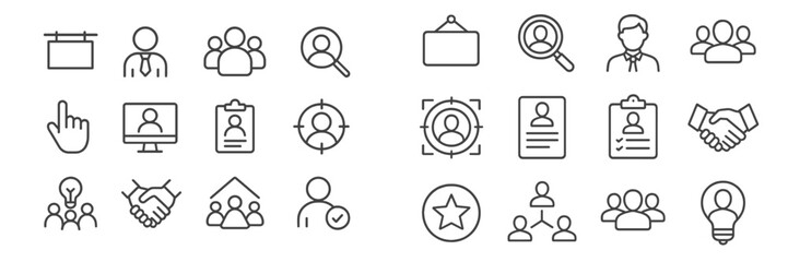 Poster - Icons representing various business activities and human interactions suitable for digital and print media