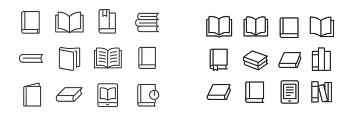 Poster - Collection of various book and reading-related icons displayed in a simple, minimalist design