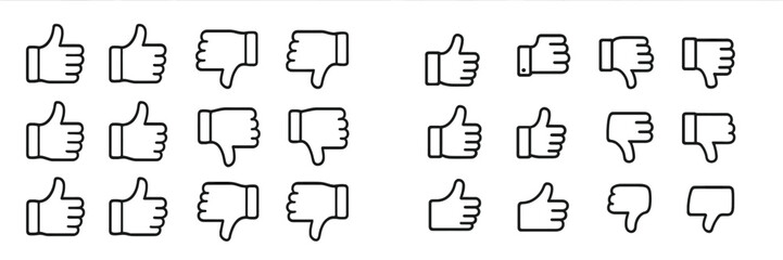 Poster - Thumbs up and thumbs down symbols arranged in a grid pattern, showcasing positive and negative feedback in a minimalistic style