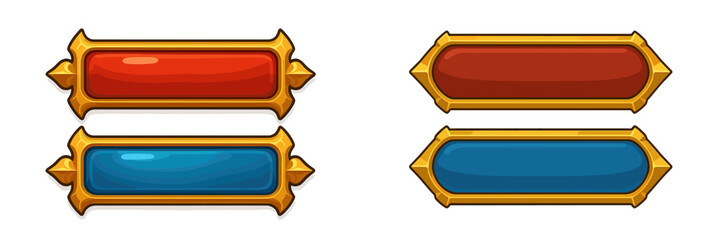 Poster - Colorful decorative buttons with a gold frame suitable for gaming interfaces or web design layouts
