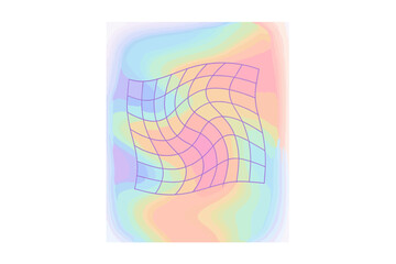 Poster - Abstract digital artwork featuring a colorful wavy grid on a soft pastel background