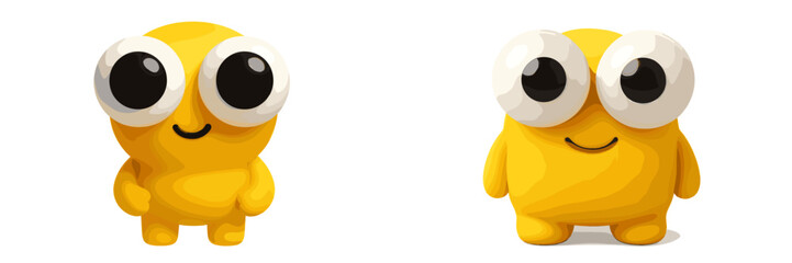 Poster - Bright yellow characters with large eyes display playful expressions in a cheerful setting with a focus on cute designs