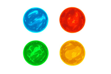 Poster - Colorful circular abstract shapes representing different elements, showcasing fluid motion and vibrant colors