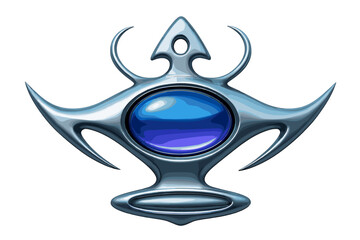 Poster - Abstract blue gemstone design featuring metallic elements and sharp contours in a modern artistic style